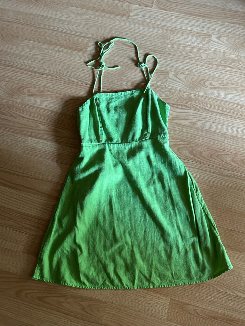 Old Navy Bright Green Linen Blend Mini Dress Small